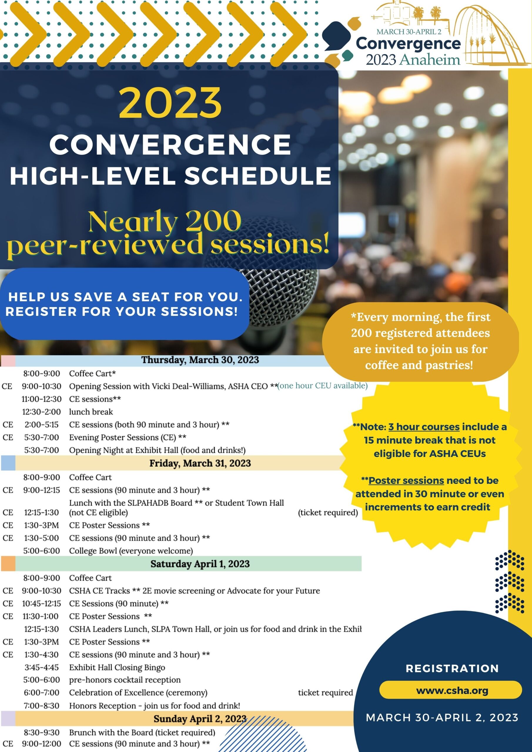 2023 Convergence High Level Schedule CSHA